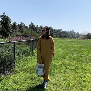 Mustard yellow linen dress